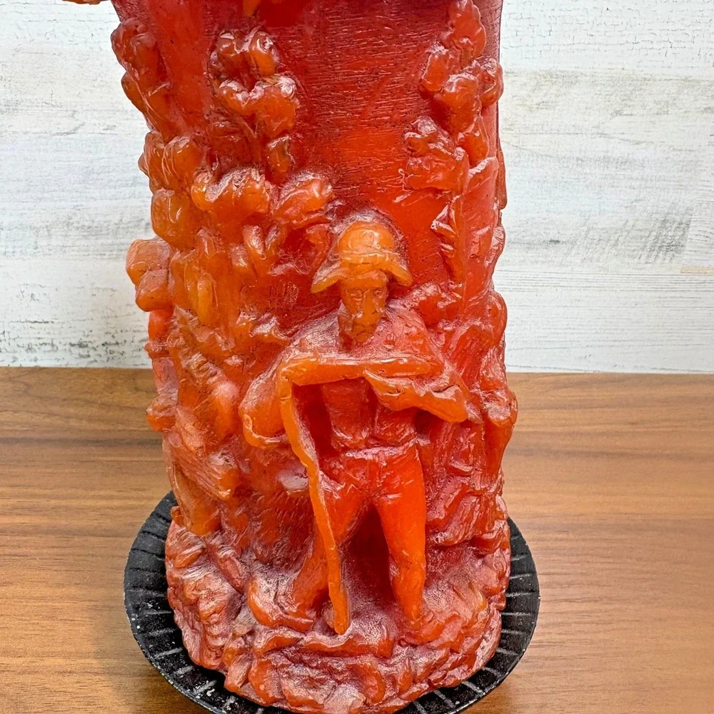 Vintage German Johann Gunter Walldurn Baden Carved Candle Pillar Lot of 2